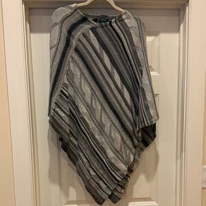 Lauren by Ralph Lauren Striped Gray Poncho